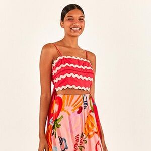 Farm Rio red wrap top